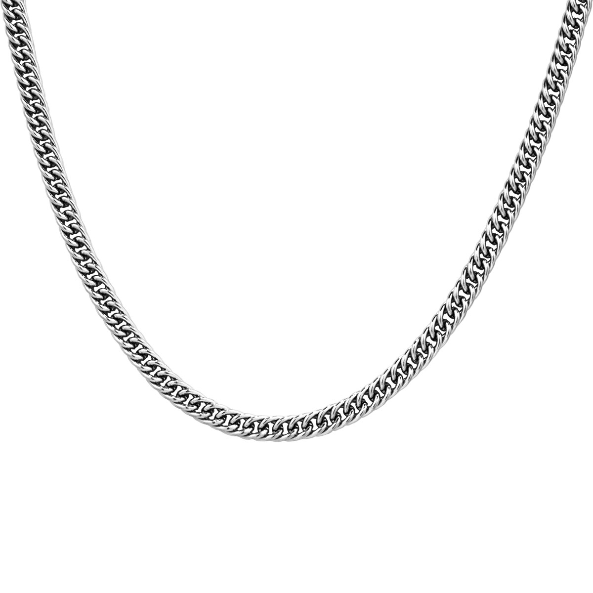 Micron Cubana Chain Silver 4MM Αλυσίδα λαιμού από ανοξείδωτο ατσάλι 316L